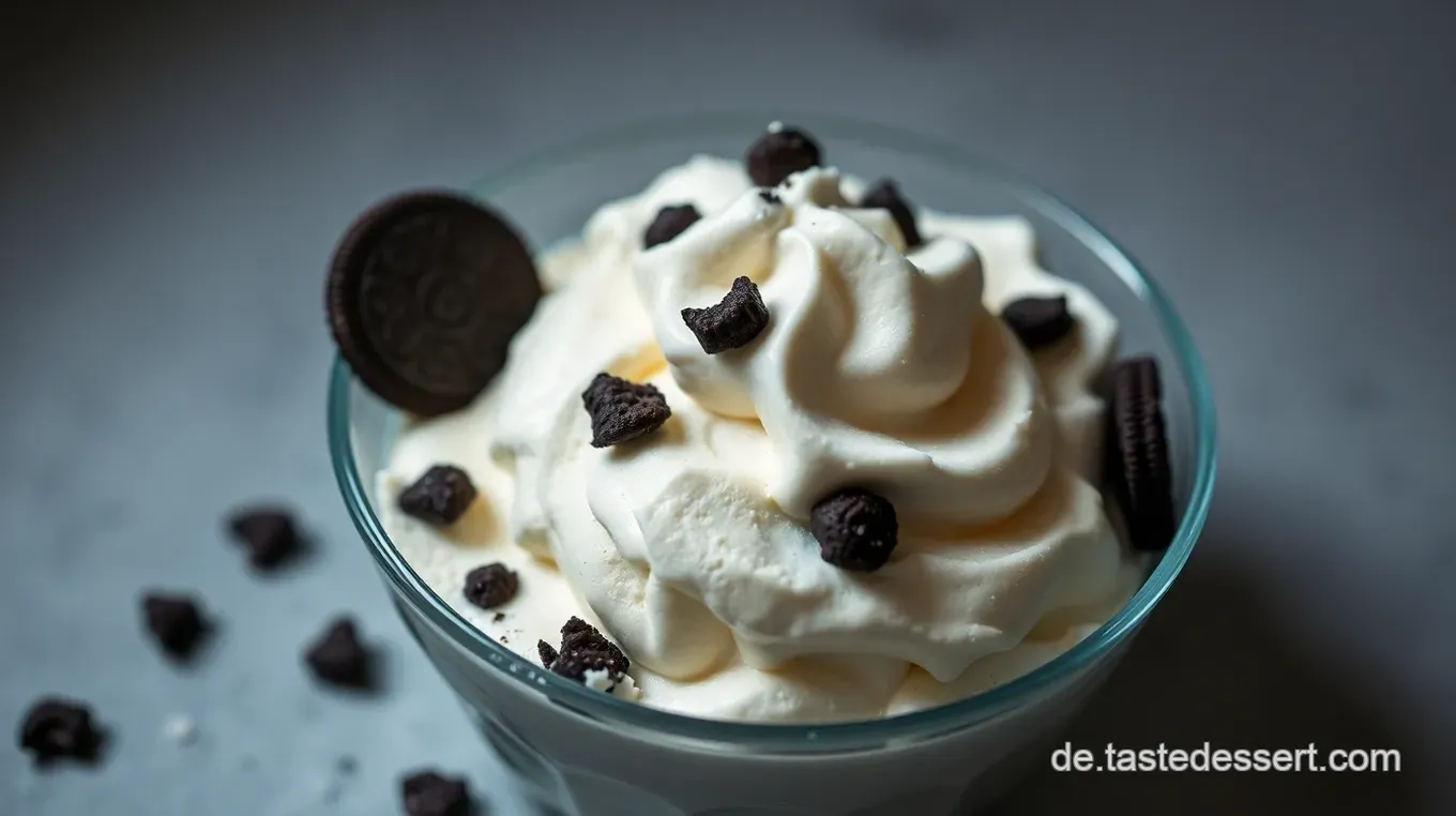 Oreo Eis: Himmlisches Eisvergnügen für heiße Sommertage Oreo Eis: Himmlisches Eisvergnügen mit Keksstückchen!