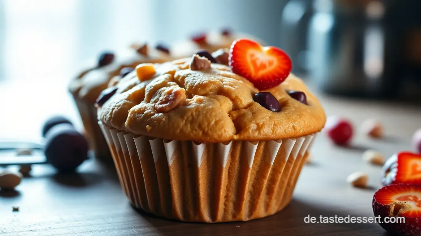 Saftige vegane Muffins mit frischen Früchten und Nüssen Saftige Vegane Muffins mit Früchten und Nüssen