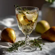 Winterlicher Birnen Thymian Lillet Cocktail als perfekter Weihnachtsdrink: Elegant & Kr&auml;uterig