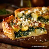 Bl&auml;tterteig mit Spinat Kartoffeln und Feta Die schnelle FeierabendTarte