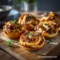 Bl&auml;tterteigMuffins im PizzaStyle: Der herzhafte Snack in 40 Minuten fertig
