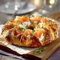 Bl&auml;tterteigkranz mit Lachs Weichk&auml;se Das einfache FeierabendRezept