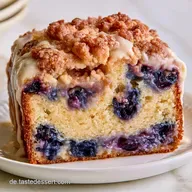 Blaubeerkuchen mit Sahneguss: Knusprig