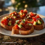 Bruschetta Mit Tomaten Gurke Und Zwiebel: Frische Frische-Explosion