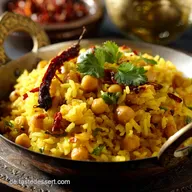 Chana Dal Pilau Linsenreis Indisches Gericht mit aromatischem Tadka