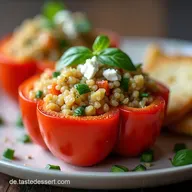 Schnelles Befriedigendes Vegetarisches Abendessen Gef&uuml;llte Paprika