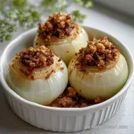Gefllte Zwiebeln mit Hackfleisch leichtes Mittag: Proteinreich
