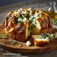 Gef&uuml;lltes Pfannenbrot: Das schnelle Joghurt-Brot mit Feta-Spinat