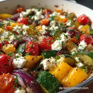 Einfache Gem&uuml;sepfanne mit Feta als schnelles und gesundes Abendessen in 25 Minuten