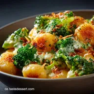 Herzhafter Gnocchi Auflauf mit Brokkoli w&uuml;rziger K&auml;sekruste