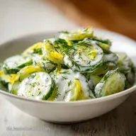Rezeptgurkensalat mit Joghurt Dressing f&uuml;r 4 Personen