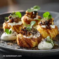 Gesunde Dinkel Puffer Knusprige K&uuml;chlein mit Kr&auml;uterquark