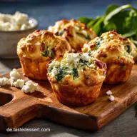 Herzhafte Muffins LowCarbRezept mit Feta Spinat f&uuml;r Brotzeit