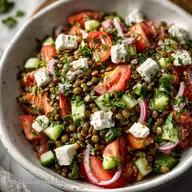 Linsensalat mit Feta und Kr&auml;utern in 30 Minuten