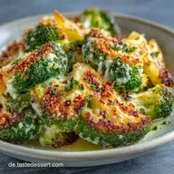 Knuspriger Low Carb Smashed Brokkoli UmamiBeilage mit K&auml;sekruste