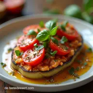 Herzhafte LowCarb AuberginenBruschetta mit Tomaten Einfaches Rezept