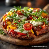 LowCarb Paprika Pizza Vegetarisch Knuspriger K&auml;seBoden in 45 Min