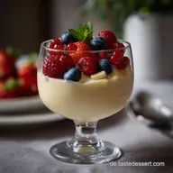 Cremiger Mascarpone Nachtisch Im Glas Mit Gefrorenen Fr&uuml;chten Und Wei&szlig;er