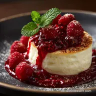 Samtiges Vanille Puddingdessert Flammeri Omas Rezept mit Roter Gr&uuml;tze