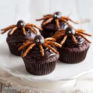 Spinnen-Muffins: Oreo Kern & Schwarzer Kakao