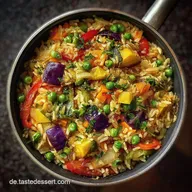 Vegetarische Reisgerichte mit Tofu