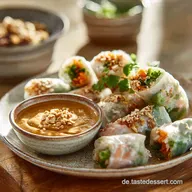 Vietnamesische Fr&uuml;hlingsrollen Originalrezept cremiger ErdnussDip