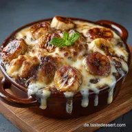 Warmer SchokoladenBananenNachtisch BlitzGratin mit cremiger Schokohaube
