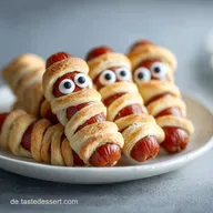 Schnelle Halloween Snack Idee als Fingerfood-Rezept mit W&uuml;rstchen-Mumien &ndash; Party-Ready