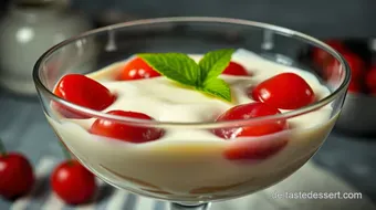 Himmlischer glas nachtisch: Leckeres Erdbeer-Quark-Dessert im Glas recipe card