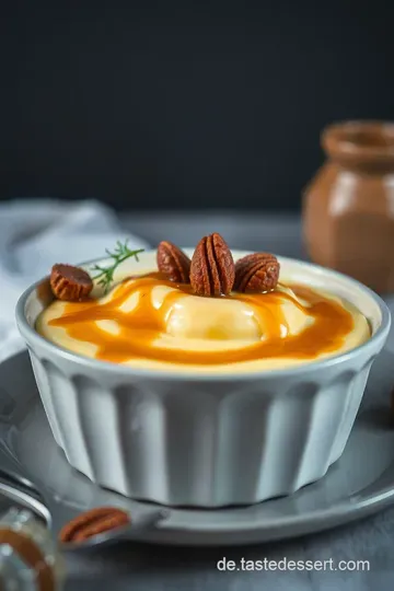 Cremiger Kokospudding mit Karamellsoße presentation
