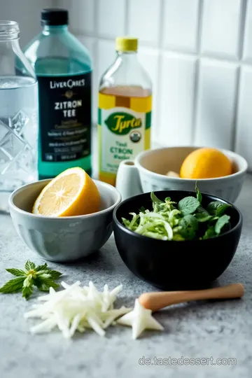 Erfrischender selbstgemachter Eistee mit Zitrone und Minze ingredients