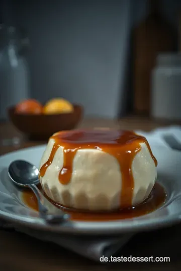 Grießpudding mit Karamellsauce presentation