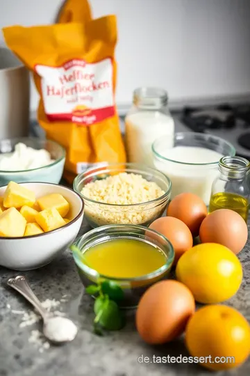 Haferflocken-Muffins mit Honig und Früchten ingredients