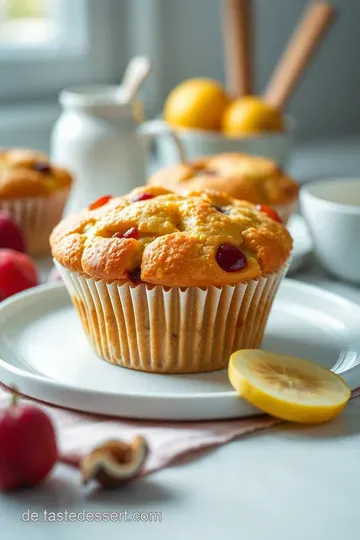 Haferflocken-Muffins mit Honig und Früchten presentation