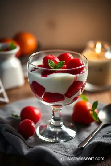 Himmlischer Schichten-Zauber: Erdbeer-Quark-Glas Nachtisch presentation