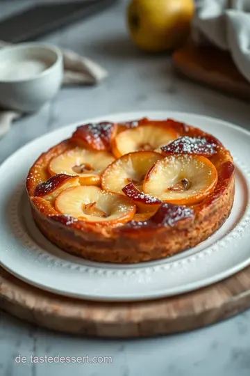 Köstlicher Apfelkuchen mit Schmand und Pudding presentation