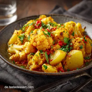 Aloo Gobi Blumenkohl Kartoffel Curry Das nordindische FeierabendRezept Rezeptkarte