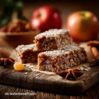 Gesunder HaferSnack Saftige ApfelZimt Riegel ohne Zucker backen Rezeptkarte