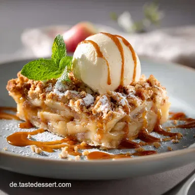 Das beste ApfelZimtDessert Gedeckter Auflauf mit knusprigen Streuseln Rezeptkarte