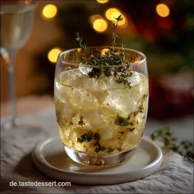 Winterlicher Birnen Thymian Lillet Cocktail als perfekter Weihnachtsdrink: Elegant & Kr&auml;uterig Rezeptkarte