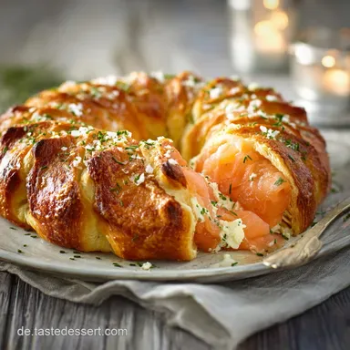 Bl&auml;tterteigkranz mit Lachs Weichk&auml;se Das einfache FeierabendRezept Rezeptkarte