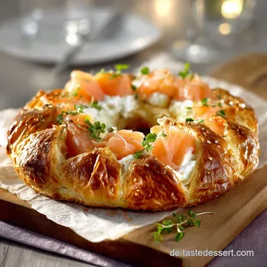 Bl&auml;tterteigkranz mit Lachs Weichk&auml;se Das einfache FeierabendRezept