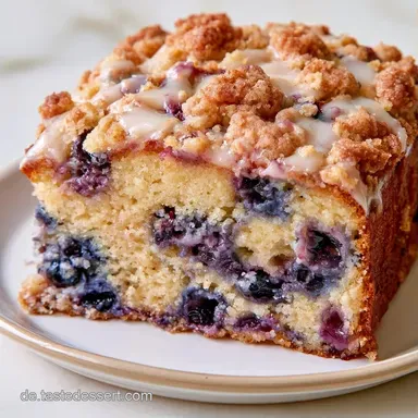 Blaubeerkuchen mit Sahneguss: Knusprig Rezeptkarte