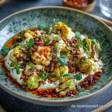 BlumenkohlRezept Backofen 1001 Nacht mit Harissa und k&uuml;hlem Joghurt Rezeptkarte