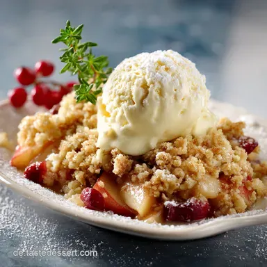 Bratapfel Crumble auf Zimtcreme: Omas bestes Weihnachts Dessert. Rezeptkarte