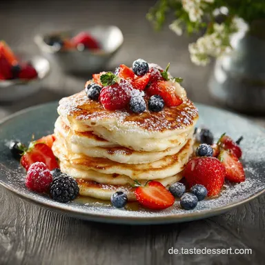 Pancakes mit Obst Die Besten Fluffigen ButtermilchPancakes Rezeptkarte