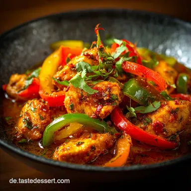 Chicken Jalfrezi Rezept: Scharfes Curry mit knusprigem Gem&uuml;se Rezeptkarte