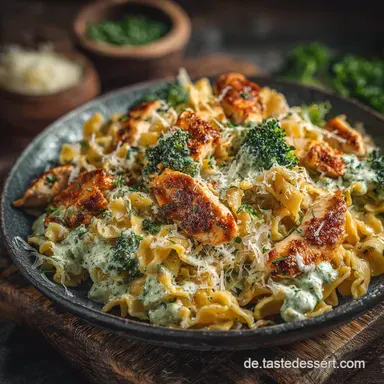 Cremige H&auml;hnchen Brokkoli Pasta Blitzrezept f&uuml;r Faule Rezeptkarte