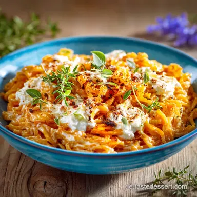 Pasta mit Gem&uuml;se und cremiger Sauce: Das 30-Minuten Ricotta-Rezept Rezeptkarte