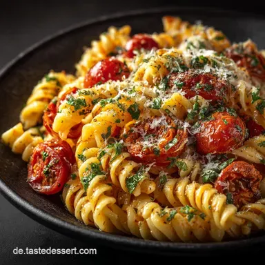 Schnelle Vegetarische TomatenFrischk&auml;se Pasta in 30 Min Rezeptkarte
